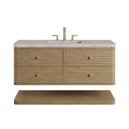 Allamari 48" Single Vanity, Dune Mist w/ 3 CM Victorian Silver Top w/FreePower Wireless Charger