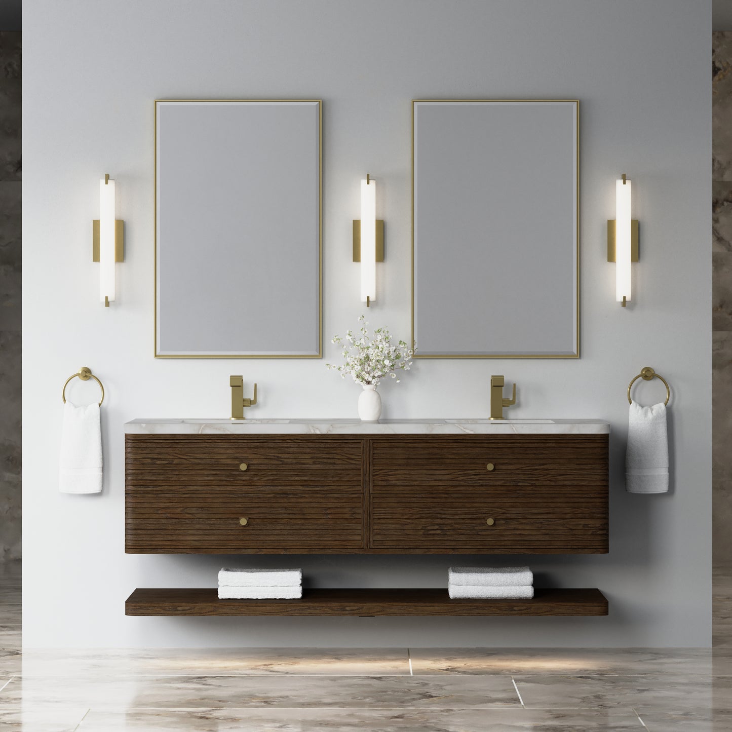 Renovate for Less Atlanta Allamari 72" Double Vanity, Sable w/ Single Hole 3 CM Victorian Silver Silestone Top