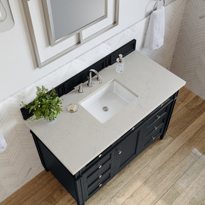 Renovate for Less Atlanta Brittany 48" Single Vanity, Black Onyx, w/ 3 CM Siberian Silestone Top