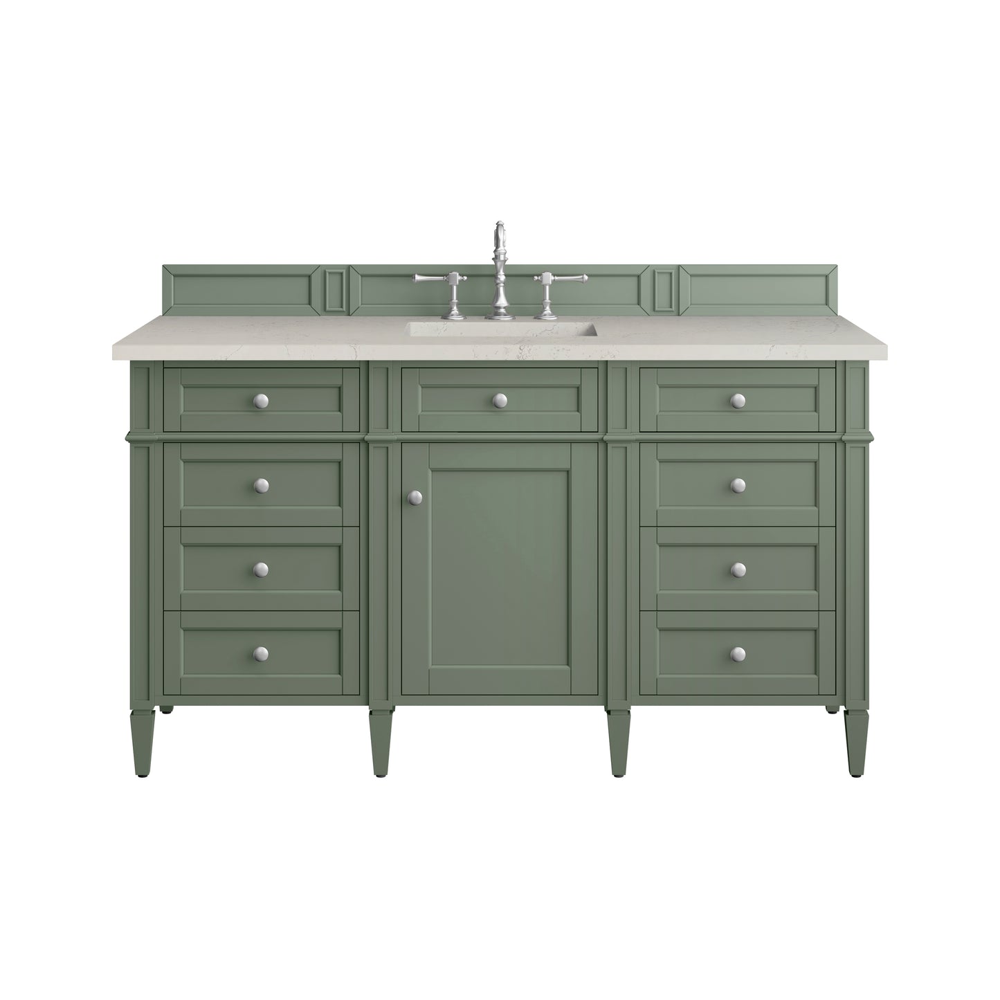 Renovate for Less Atlanta Brittany 60" Single Vanity, Smokey Celadon, w/ 3 CM Siberian Silestone Top w/FreePower Wireless Charger