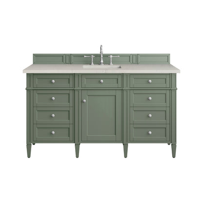 Renovate for Less Atlanta Brittany 60" Single Vanity, Smokey Celadon, w/ 3 CM Siberian Silestone Top w/FreePower Wireless Charger