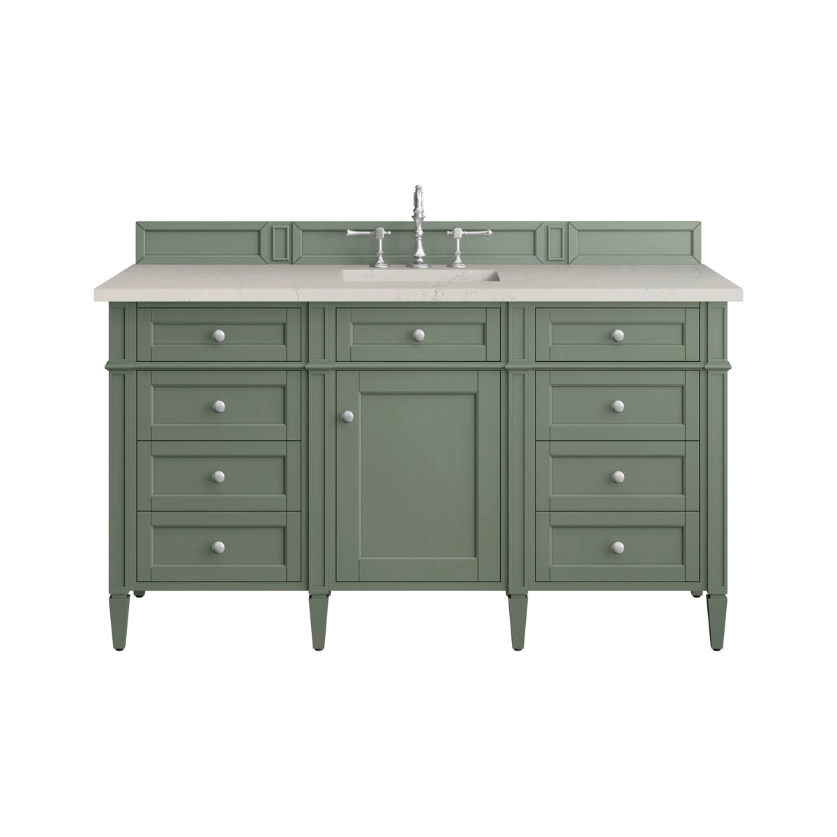 Brittany 60" Single Vanity, Smokey Celadon, w/ 3 CM Siberian Silestone Top