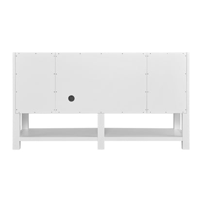 Renovate for Less Atlanta Breckenridge 60" Single Vanity, Bright White, w/ 3 CM White Zeus Quartz Top