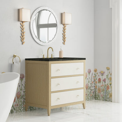Renovate for Less Atlanta Celeste 36" Single Vanity, Sunwashed Oak with Embossed Shagreen, w/ 3 CM Phantome Eclos Top