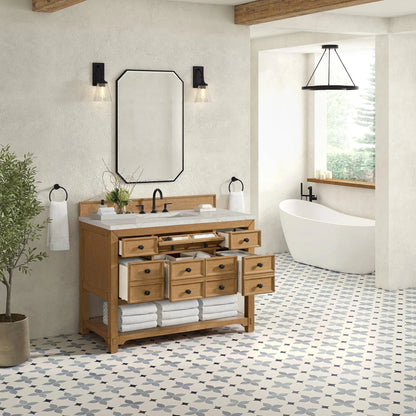 Malibu 48" Single Vanity, Amber Birch w/ 3 CM Victorian Silver Silestone Top