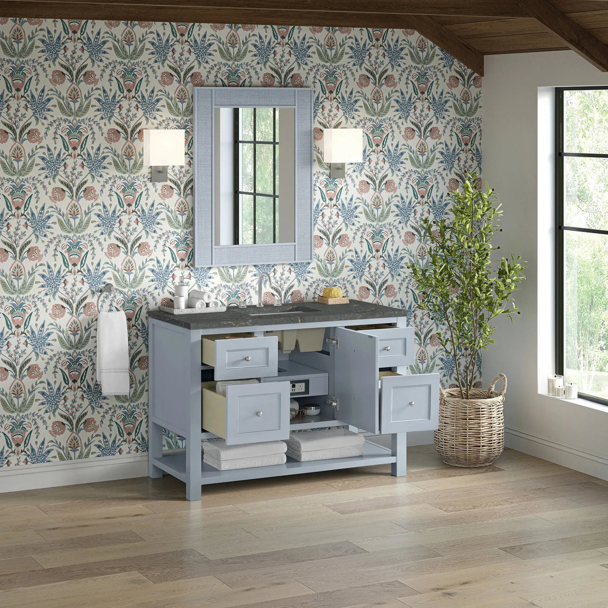 Breckenridge 48" Single Vanity, Serenity Blue, w/ 3 CM Parisien Bleu Quartz Top w/FreePower Wireless Charger