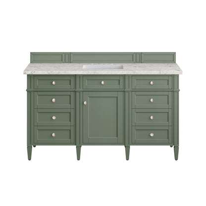 Renovate for Less Atlanta Brittany 60" Single Vanity, Smokey Celadon w/ 3 CM Eternal Jasmine Pearl Top w/FreePower Wireless Charger