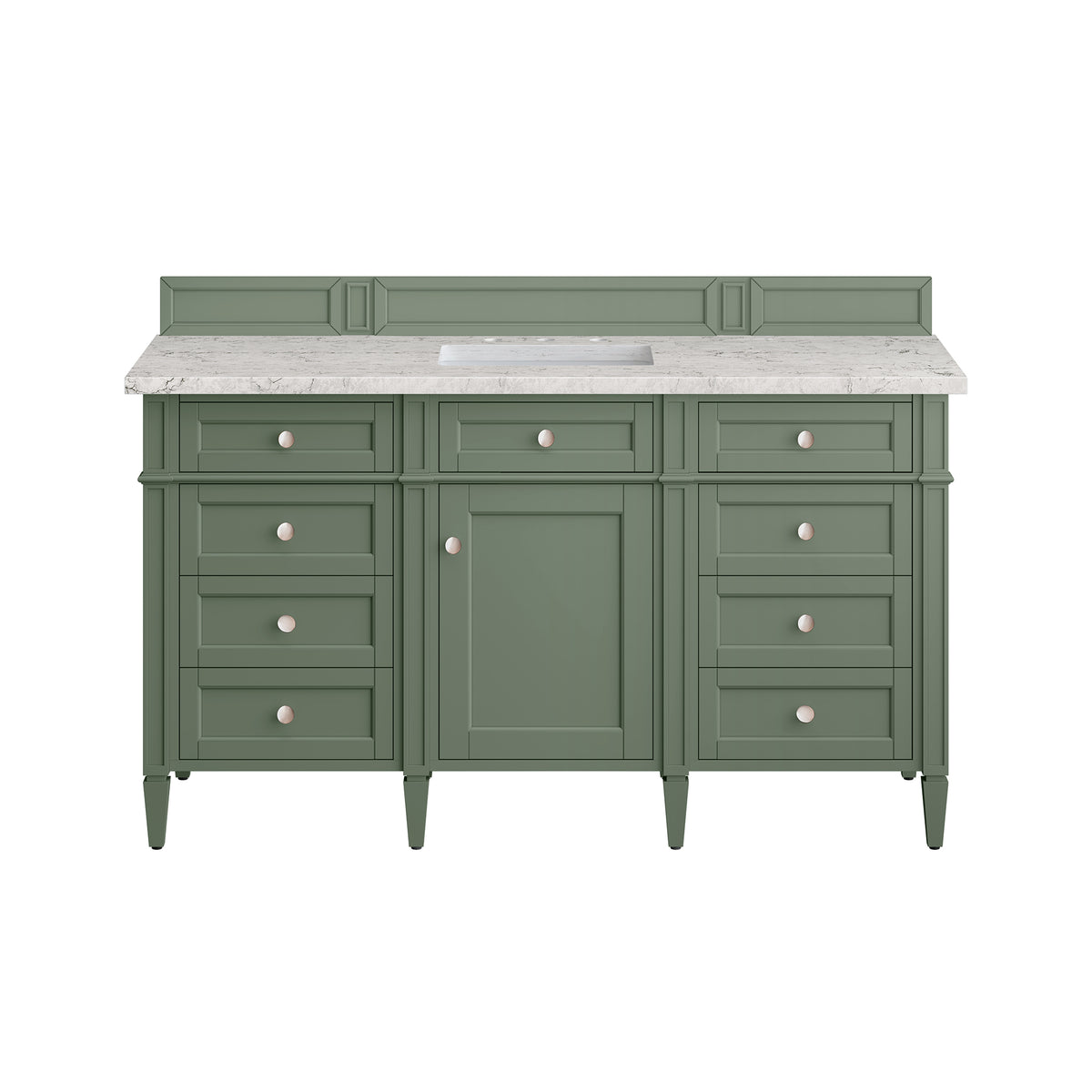 Renovate for Less Atlanta Brittany 60" Single Vanity, Smokey Celadon w/ 3 CM Eternal Jasmine Pearl Top w/FreePower Wireless Charger