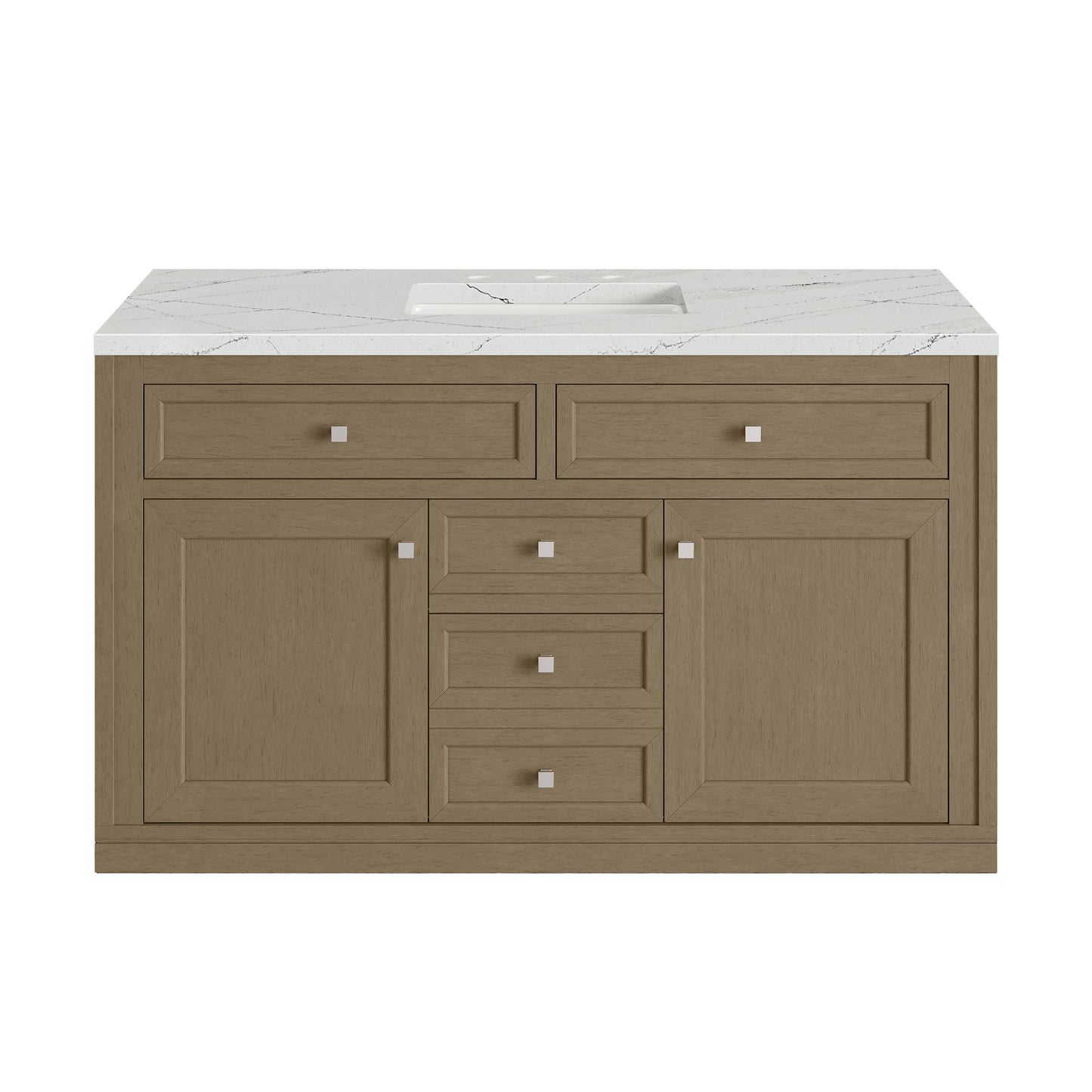 Renovate for Less Atlanta Chicago 48" Single Vanity, Walnut Whisper, w/ 3 CM Ethereal Noctis Silestone® Top