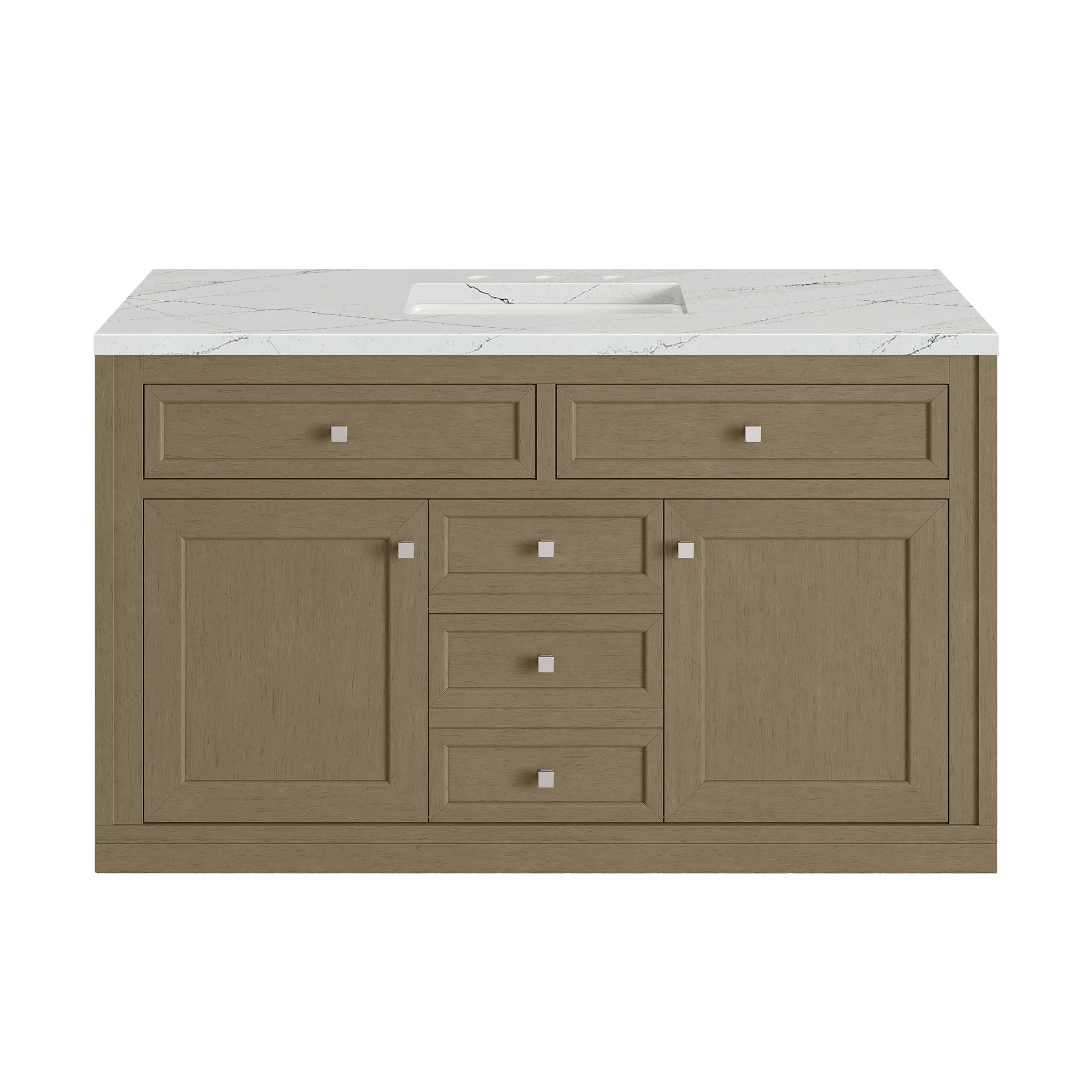 Renovate for Less Atlanta Chicago 48" Single Vanity, Walnut Whisper, w/ 3 CM Ethereal Noctis Silestone® Top