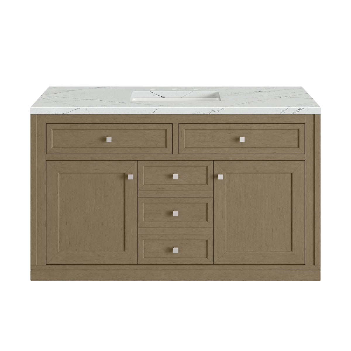 Chicago 48" Single Vanity, Walnut Whisper, w/ 3 CM Ethereal Noctis Silestone® Top w/FreePower Wireless Charger
