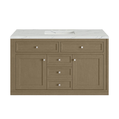 Renovate for Less Atlanta Chicago 48" Single Vanity, Walnut Whisper, w/ 3 CM Ethereal Noctis Silestone® Top w/FreePower Wireless Charger