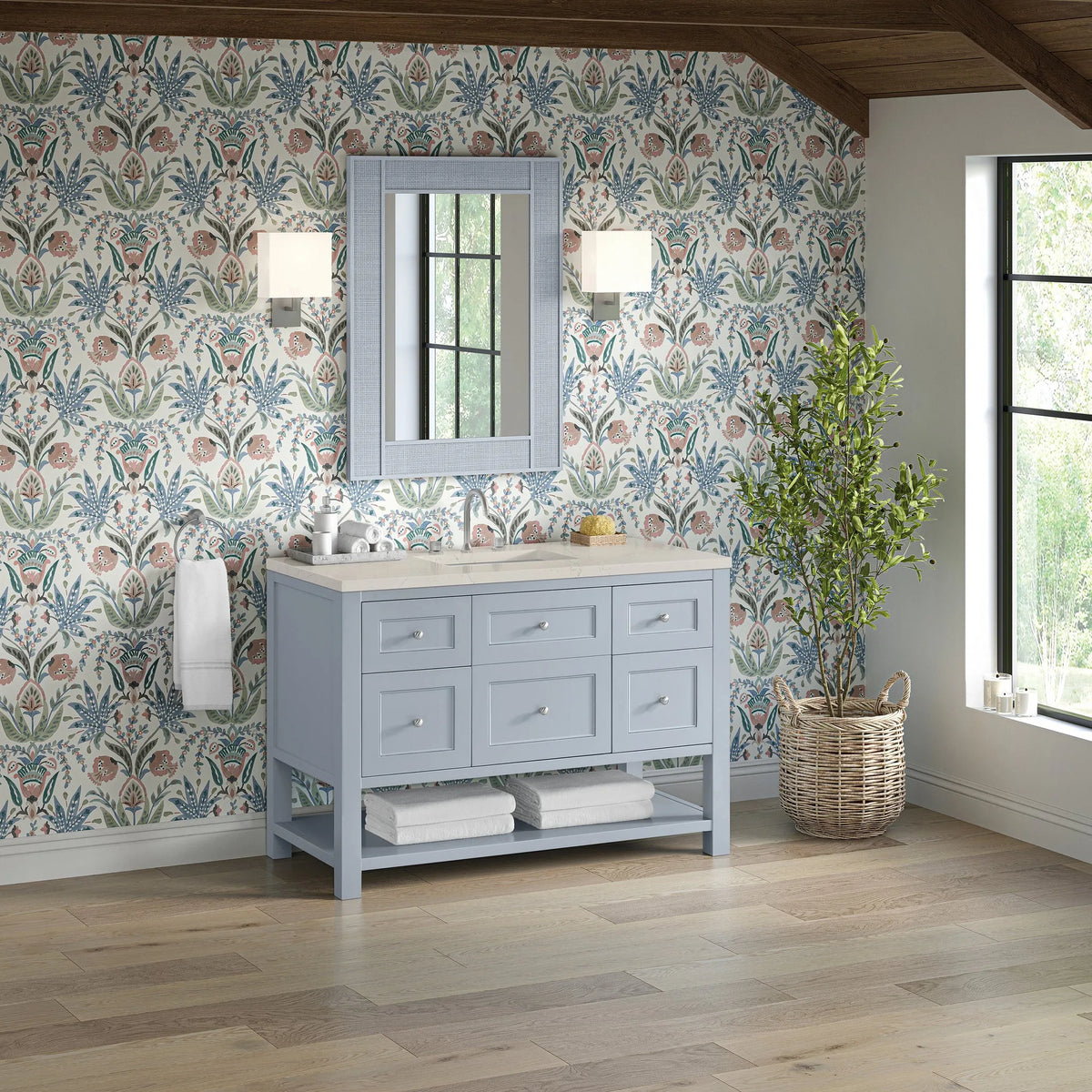 Breckenridge 48" Single Vanity, Serenity Blue, w/ 3 CM Siberian Silestone Top