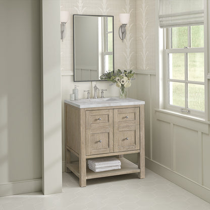 Renovate for Less Atlanta Breckenridge 30" Single Vanity, Whitewashed Oak w/ 3 CM Victorian Silver Silestone Top