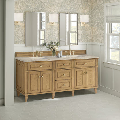 Renovate for Less Atlanta Lorelai 72" Double Vanity, Light Natural Oak, w/ 3 CM Tajnar Eclos Top