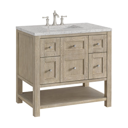 Renovate for Less Atlanta Breckenridge 36" Single Vanity, Whitewashed Oak w/ 3 CM Eternal Jasmine Pearl Silestone Top
