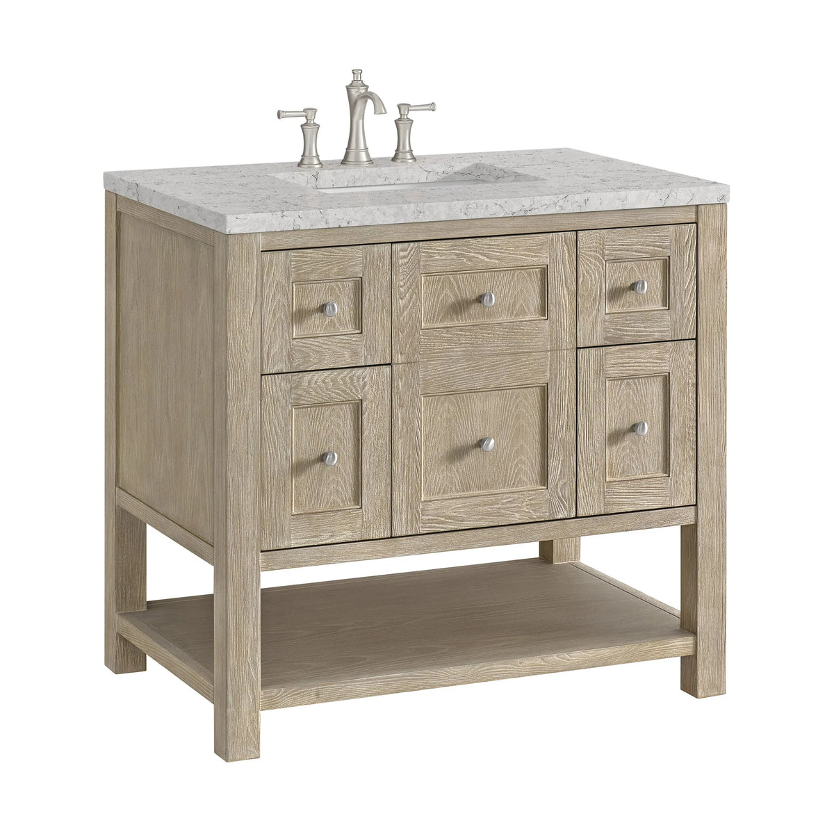 Breckenridge 36" Single Vanity, Whitewashed Oak w/ 3 CM Eternal Jasmine Pearl Silestone Top