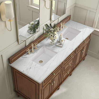 Renovate for Less Atlanta Lorelai 72"Double Vanity, Mid-Century Walnut w/ 3 CM Ethereal Noctis Silestone Top