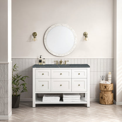Renovate for Less Atlanta Breckenridge 48" Single Vanity, Bright White w/ 3 CM Parisien Bleu Top