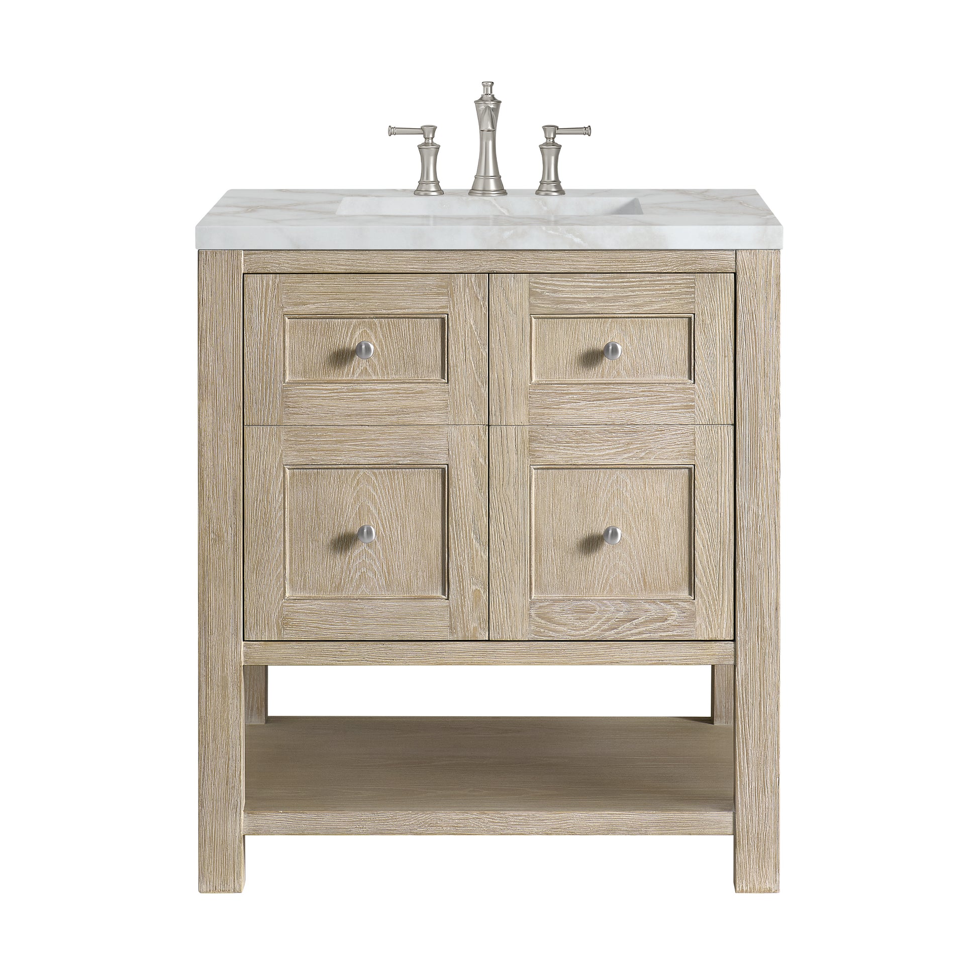 Renovate for Less Atlanta Breckenridge 30" Single Vanity, Whitewashed Oak w/ 3 CM Victorian Silver Silestone Top