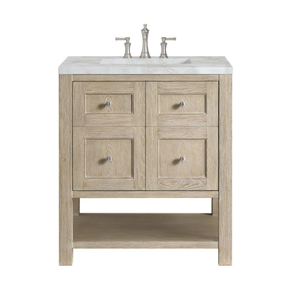 Renovate for Less Atlanta Breckenridge 30" Single Vanity, Whitewashed Oak w/ 3 CM Victorian Silver Silestone Top