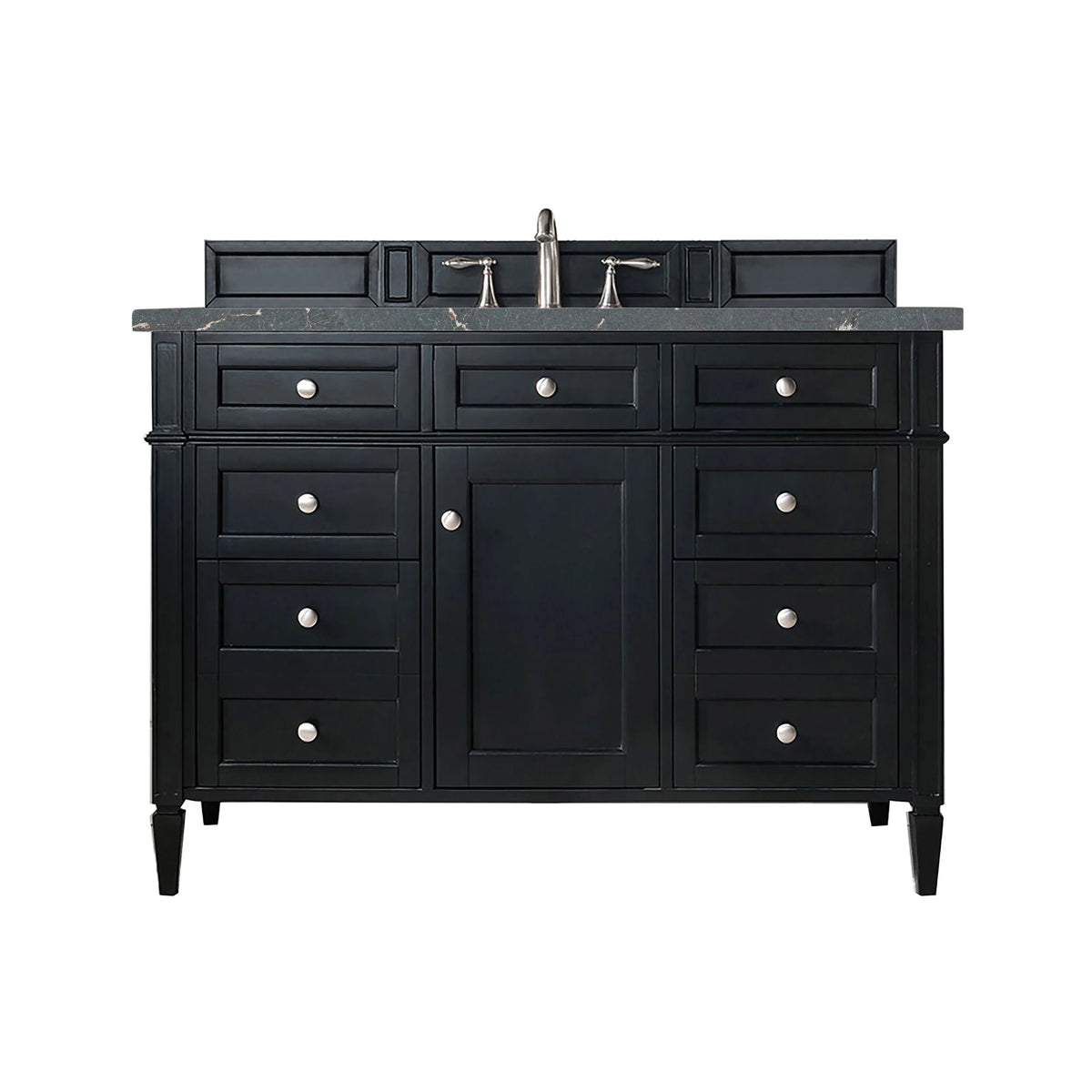 Brittany 48" Single Vanity, Black Onyx w/ 3 CM Parisien Bleu Silestone Top w/FreePower Wireless Charger