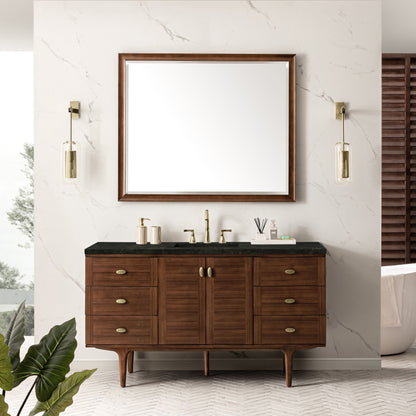 Renovate for Less Atlanta Amberly 60" Single Vanity, Mid-Century Walnut, w/ 3 CM Phantome Eclos Top