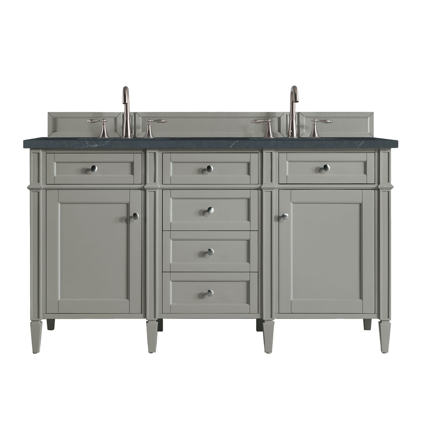 Renovate for Less Atlanta Brittany 60" Double Vanity, Urban Gray w/ 3 CM Charcoal Soapstone Silestone Top