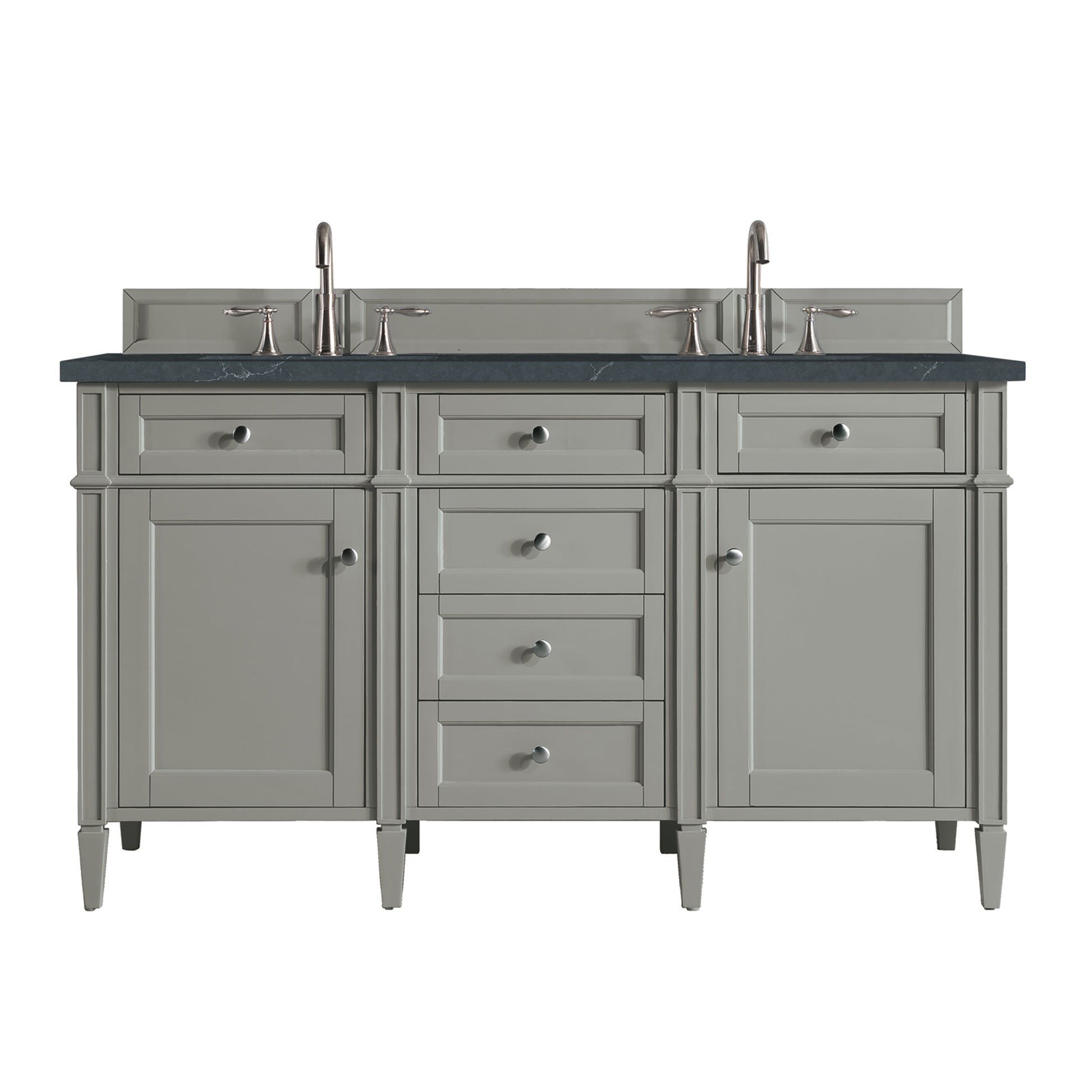 Renovate for Less Atlanta Brittany 60" Double Vanity, Urban Gray w/ 3 CM Charcoal Soapstone Silestone Top