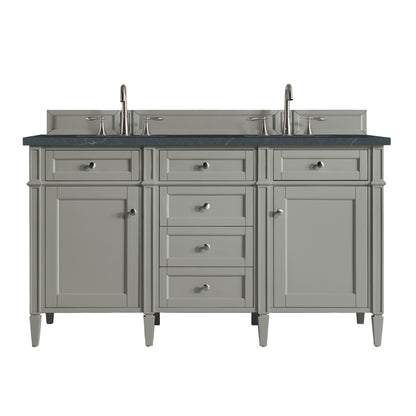Renovate for Less Atlanta Brittany 60" Double Vanity, Urban Gray w/ 3 CM Charcoal Soapstone Silestone Top