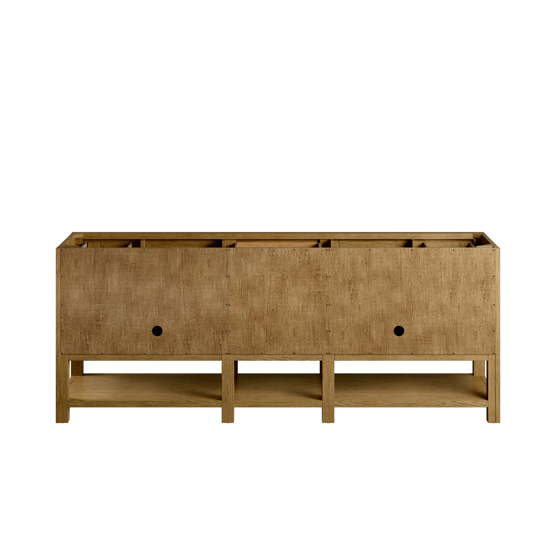 Renovate for Less Atlanta Breckenridge 84" Double Vanity, Light Natural Oak w/ 3 CM Eternal Jasmine Pearl Top