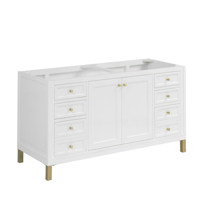 Renovate for Less Atlanta Chicago 60" Double Vanity, Glossy White, w/ 3 CM Lime Delight Silestone® Top