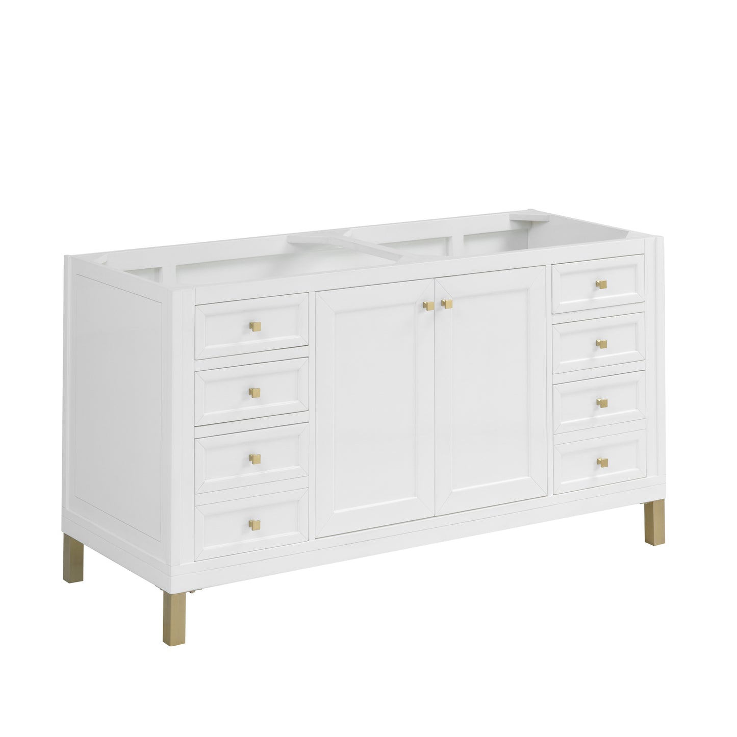 Renovate for Less Atlanta Chicago 60" Double Vanity, Glossy White, w/ 3 CM Charcoal Soapstone Silestone® Top