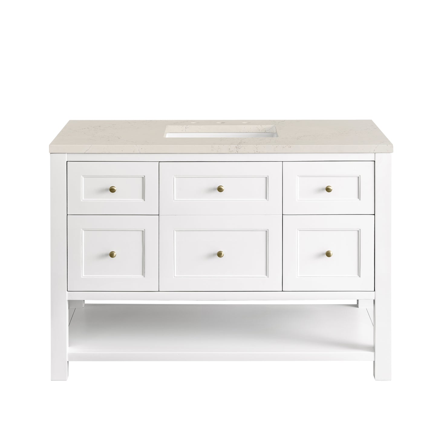 Renovate for Less Atlanta Breckenridge 48" Single Vanity, Bright White, w/ 3 CM Siberian Silestone Top