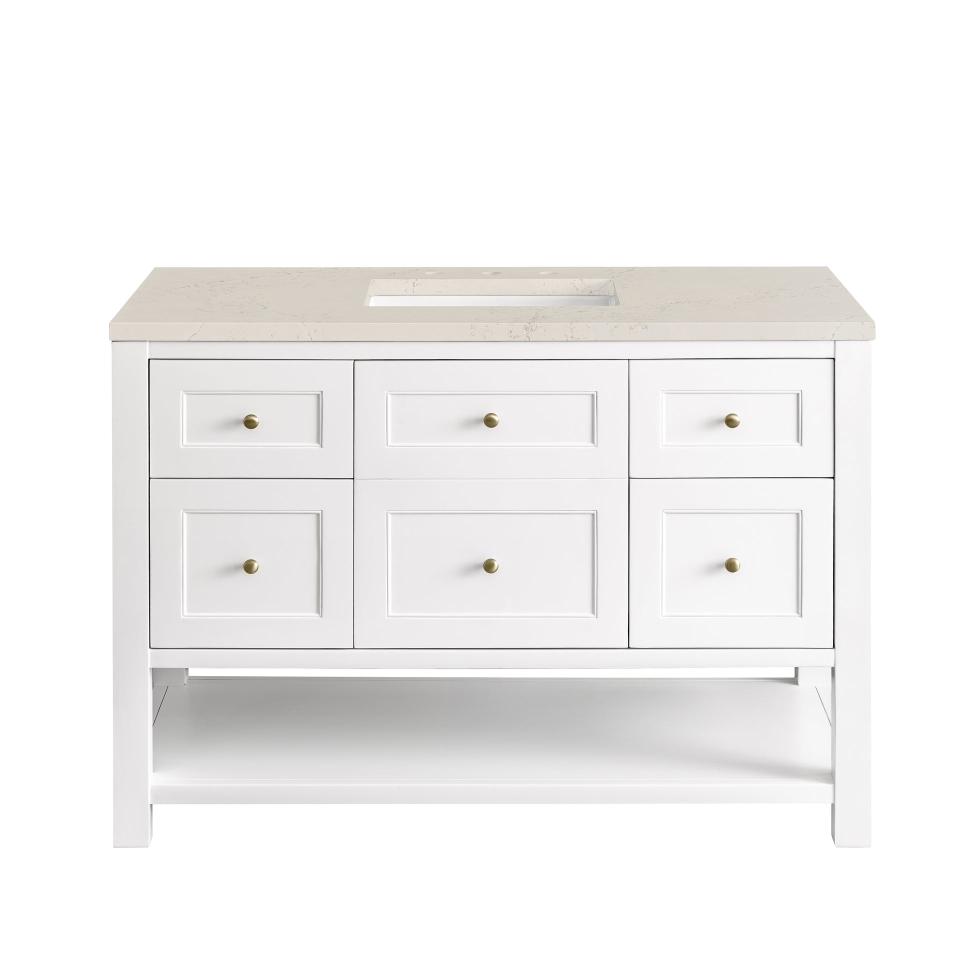 Renovate for Less Atlanta Breckenridge 48" Single Vanity, Bright White, w/ 3 CM Siberian Silestone Top
