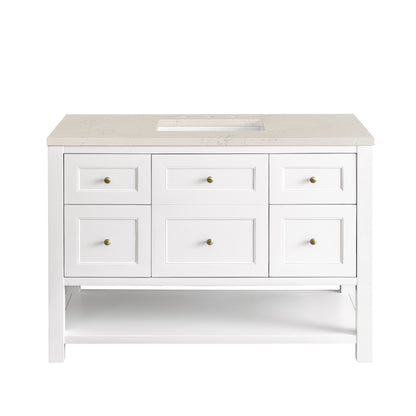Renovate for Less Atlanta Breckenridge 48" Single Vanity, Bright White, w/ 3 CM Siberian Silestone Top