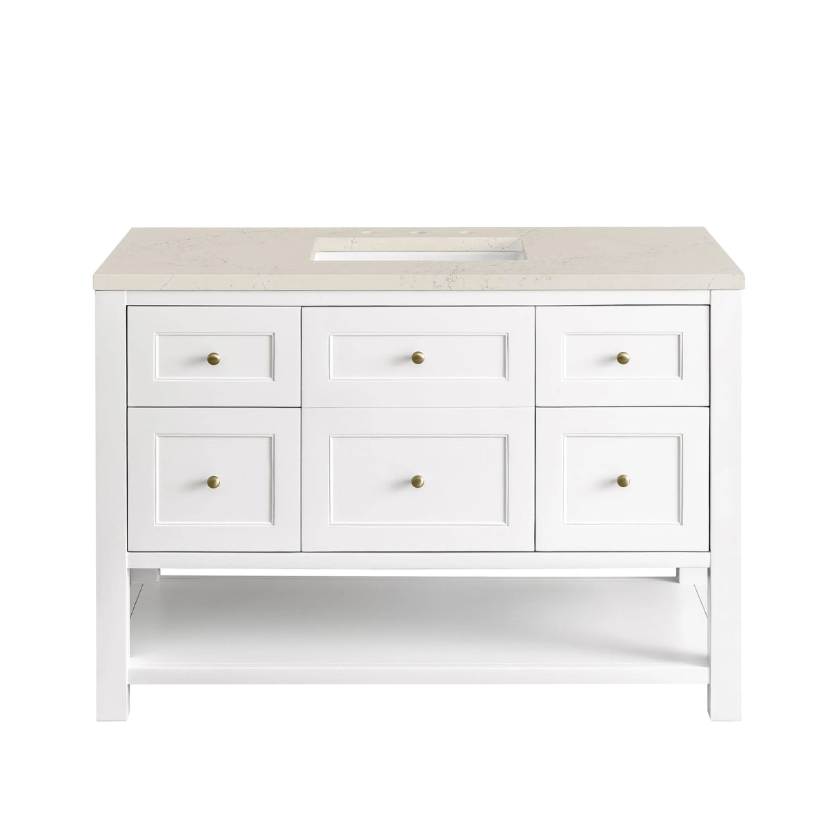 Breckenridge 48" Single Vanity, Bright White, w/ 3 CM Siberian Silestone Top