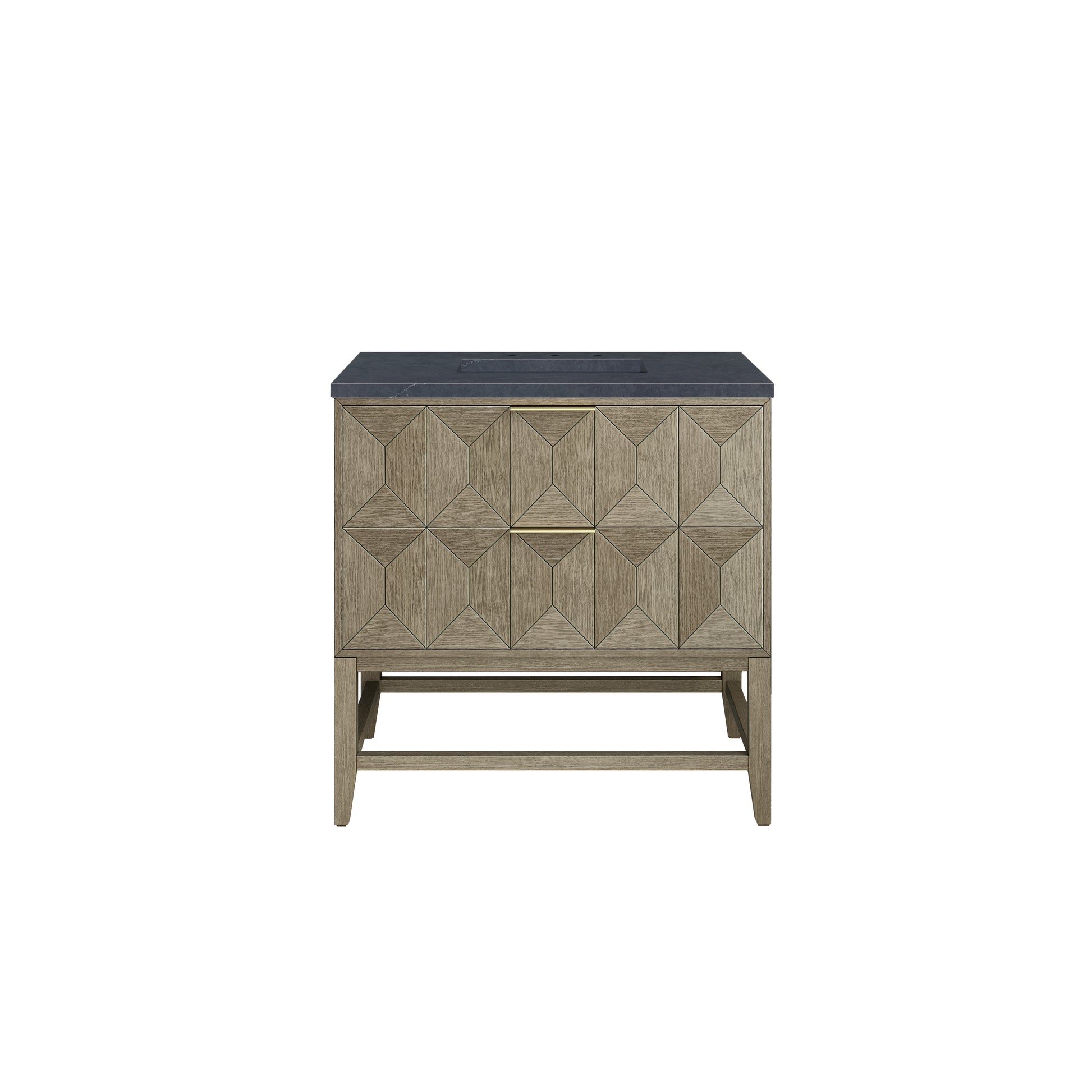 Renovate for Less Atlanta Emmeline 36" Single Vanity, Pebble Oak w/ 3 CM Charcoal Soapstone Top