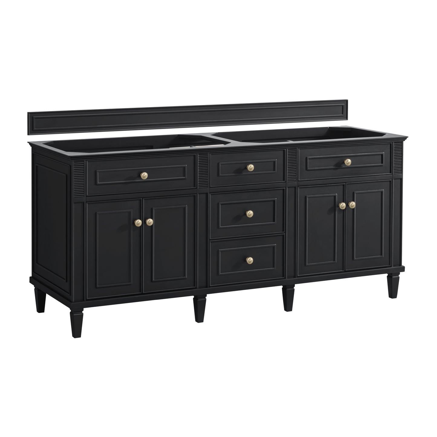Renovate for Less Atlanta Lorelai 72" Double Vanity, Black Onyx w/ 3 CM Ethereal Noctis Silestone Top