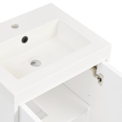 Renovate for Less Atlanta Chianti 20" Single Vanity, Glossy White, Matte Black, w/ White Glossy Composite Stone Top