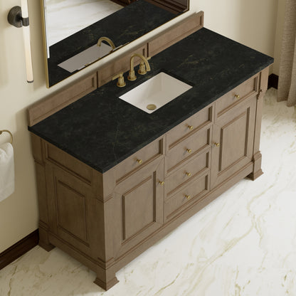 Renovate for Less Atlanta Brookfield 60" Single Vanity, Pecan, w/ 3 CM Phantome Eclos Top