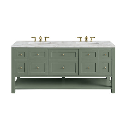 Renovate for Less Atlanta Breckenridge 72" Double Vanity, Smokey Celadon w/ 3 CM Victorian Silver Top