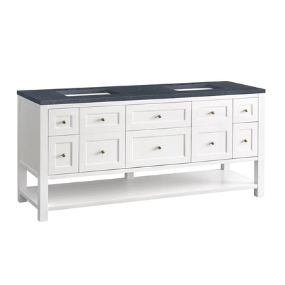 Renovate for Less Atlanta Breckenridge 72" Double Vanity, Bright White w/ 3 CM Charcoal Soapstone Top