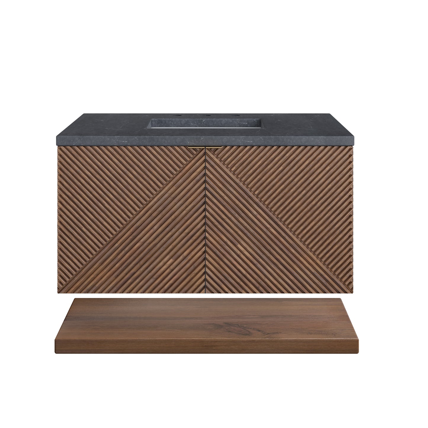 Renovate for Less Atlanta Marcello 36" Single Vanity, Chestnut w/ 3 CM Charcoal Soapstone Top