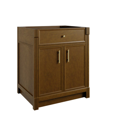 Renovate for Less Atlanta Bellshire 30" Single Vanity, Honey Oak w/ 3 CM White Zeus Silestone Top