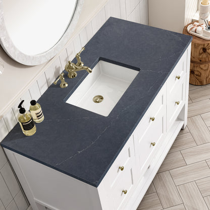 Renovate for Less Atlanta Breckenridge 48" Single Vanity, Bright White w/ 3 CM Charcoal Soapstone Top