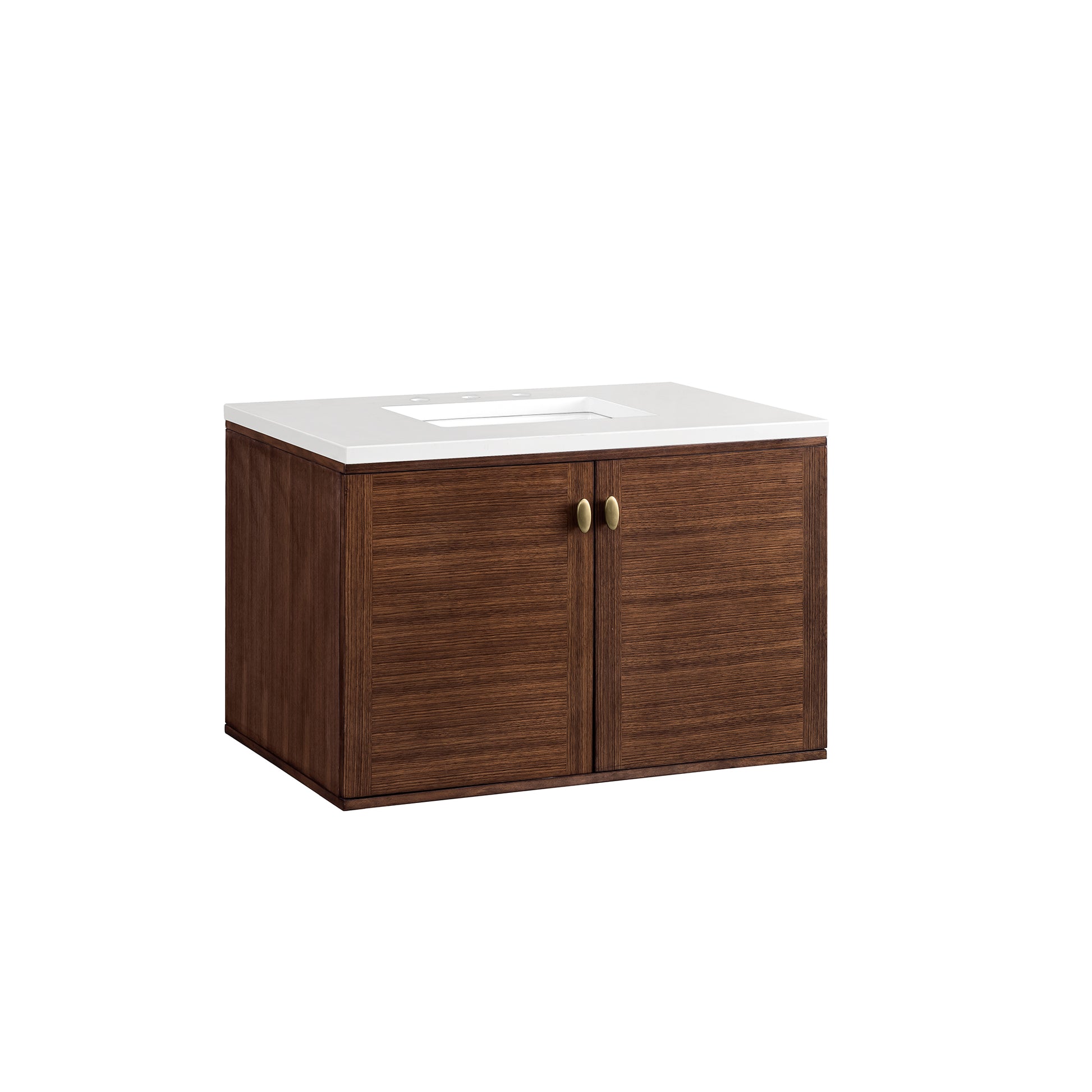 Renovate for Less Atlanta Amberly 36" Single Vanity, Mid-Century Walnut w/ 3 CM White Zeus Top