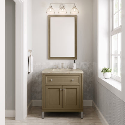 Renovate for Less Atlanta Chicago 30" Single Vanity, Walnut Whisper, w/ 3 CM Tajnar Eclos Top