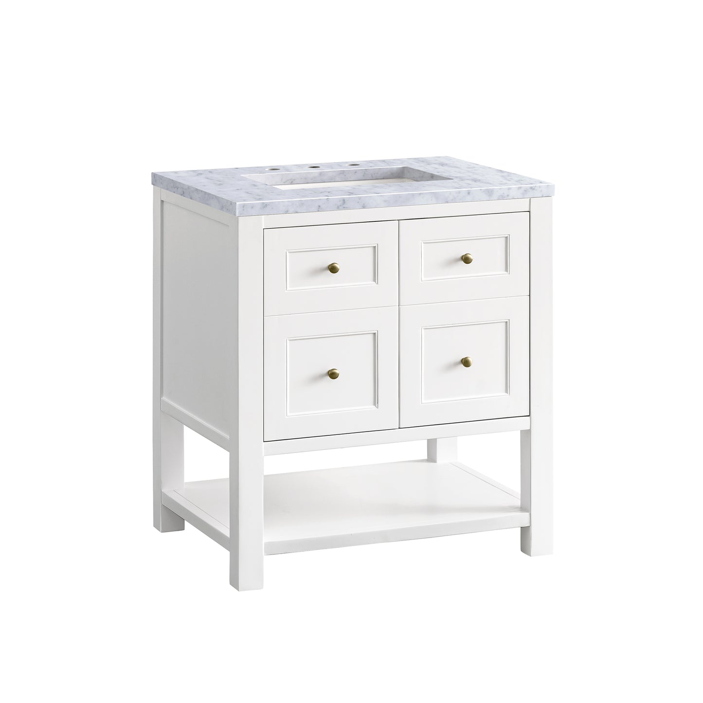 Renovate for Less Atlanta Breckenridge 30" Single Vanity, Bright White w/ 3 CM Carrara Marble Top