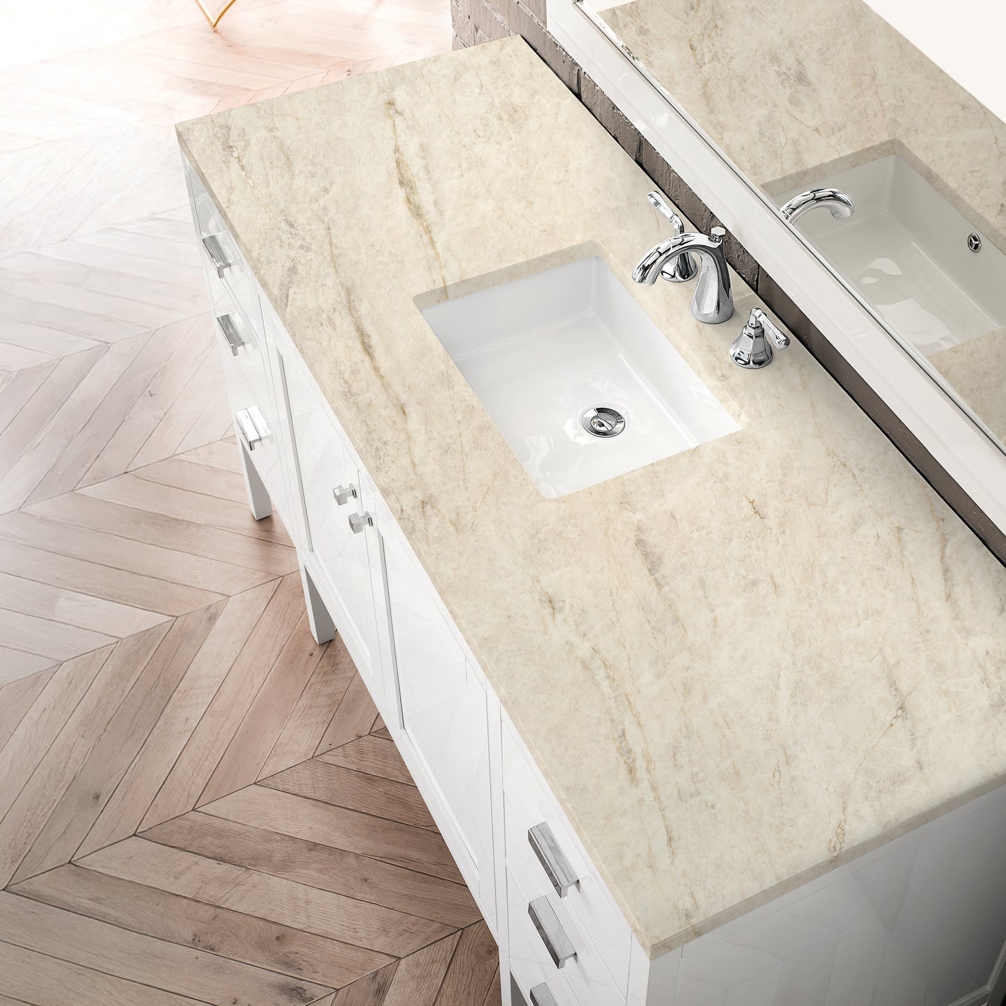 Renovate for Less Atlanta Addison 60" Single Vanity, Glossy White, w/ 3 CM Tajnar Eclos Top